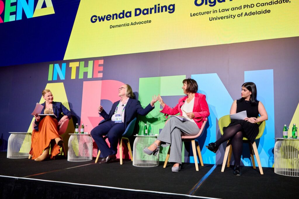 Nathalie Huitema and three other experts during a forum discussion at the International Dementia Conference 2024 in Sydney Australia.